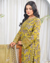 Golden Bloom Elegance 3 Piece Stitched Printed Suit