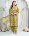 Golden Bloom Elegance 3 Piece Stitched Printed Suit